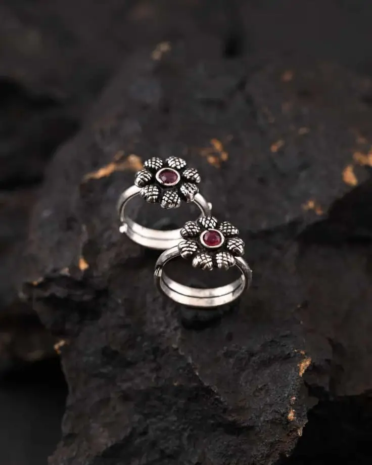 Oxidised Toe Ring Pair