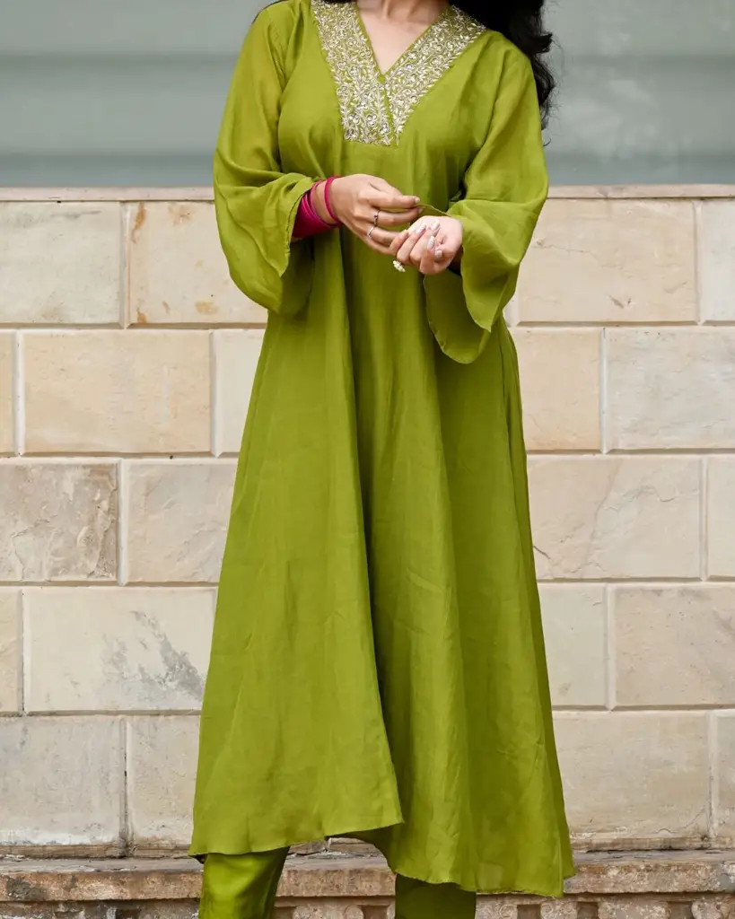 Hand Embroidered A-Line Kurta Set