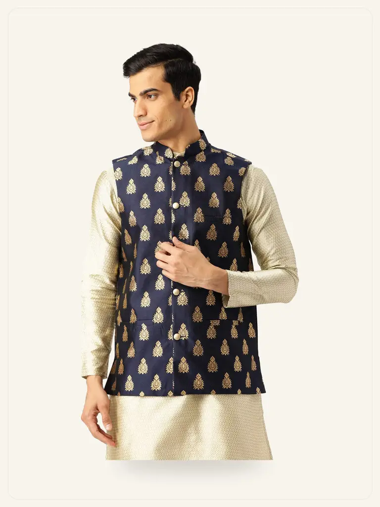 Brocade Nehru Jacket - model studio photo