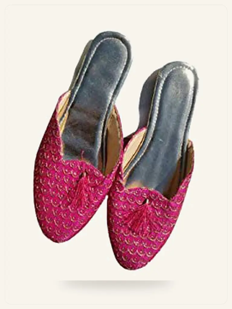 Embroidered Juttis - model studio photo