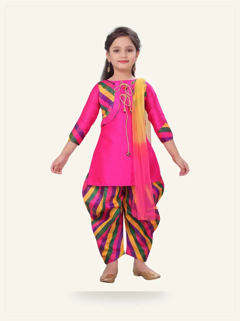 Festive Silk Kurta Sharara Set - model studio photo