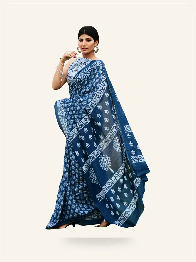 Handloom Cotton Daily Saree - model studio photo