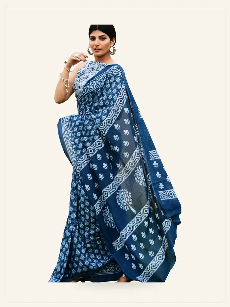 Handloom Cotton Daily Saree - alternate view