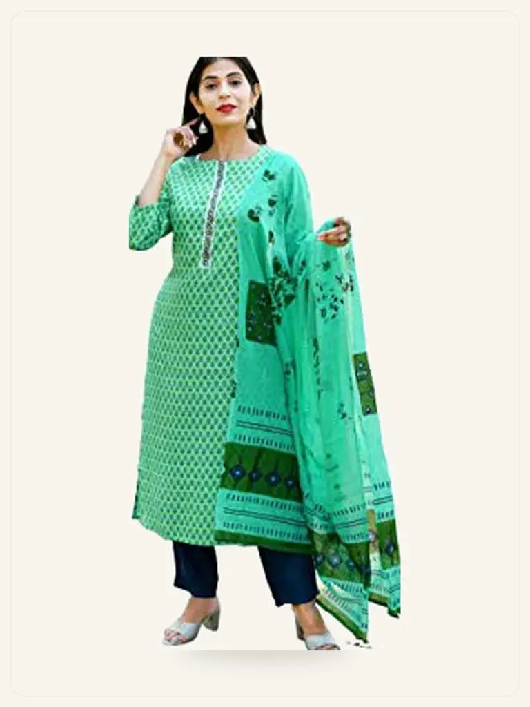 Indigo Block Print Kurta Set - alternate view