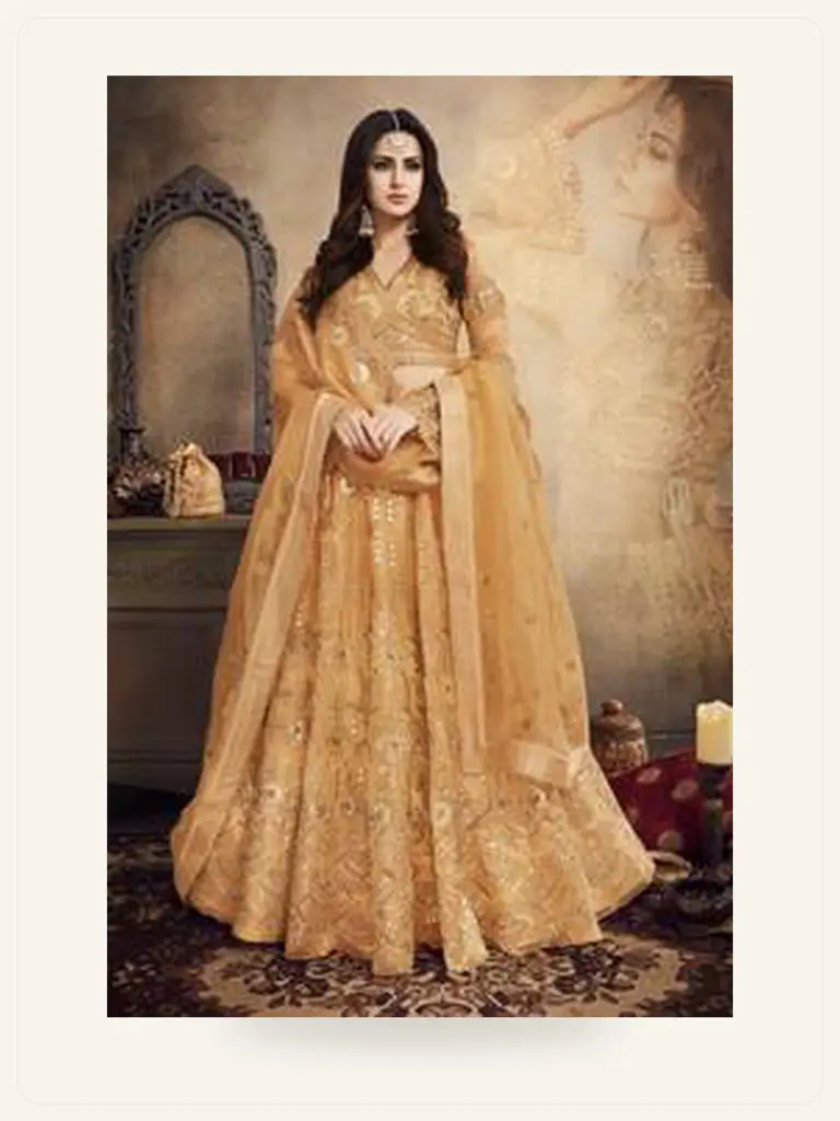 Lightweight Sangeet Lehenga - model studio photo