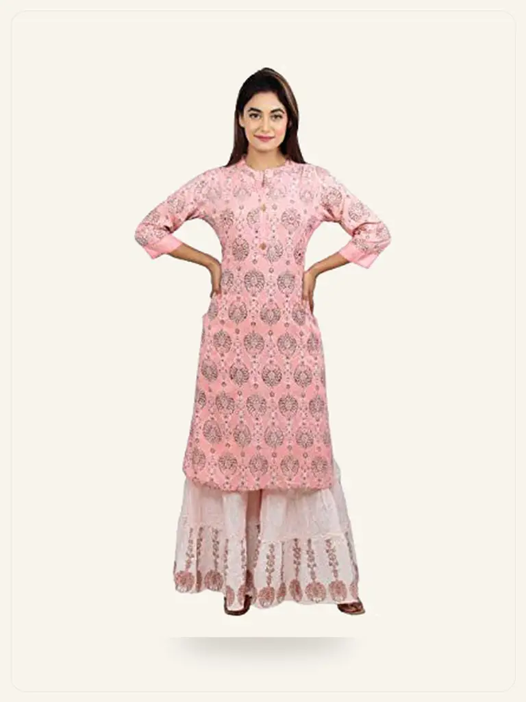 Mirror Work Kurta Palazzo Set - model studio photo