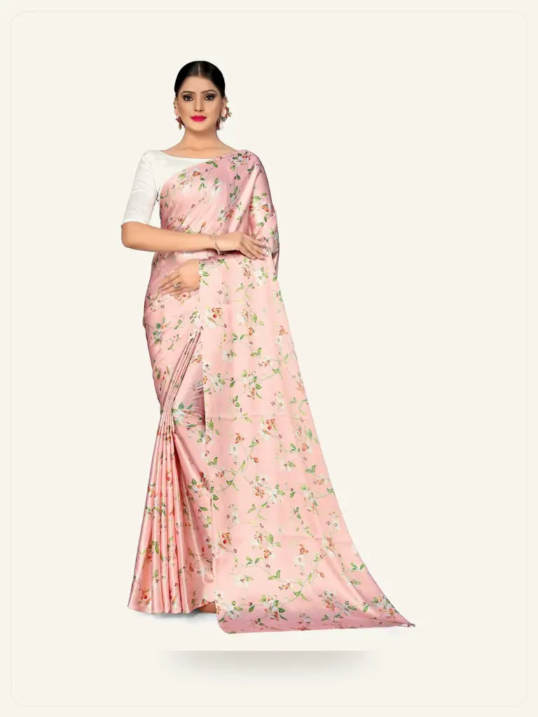 Organza Floral Saree - model studio photo