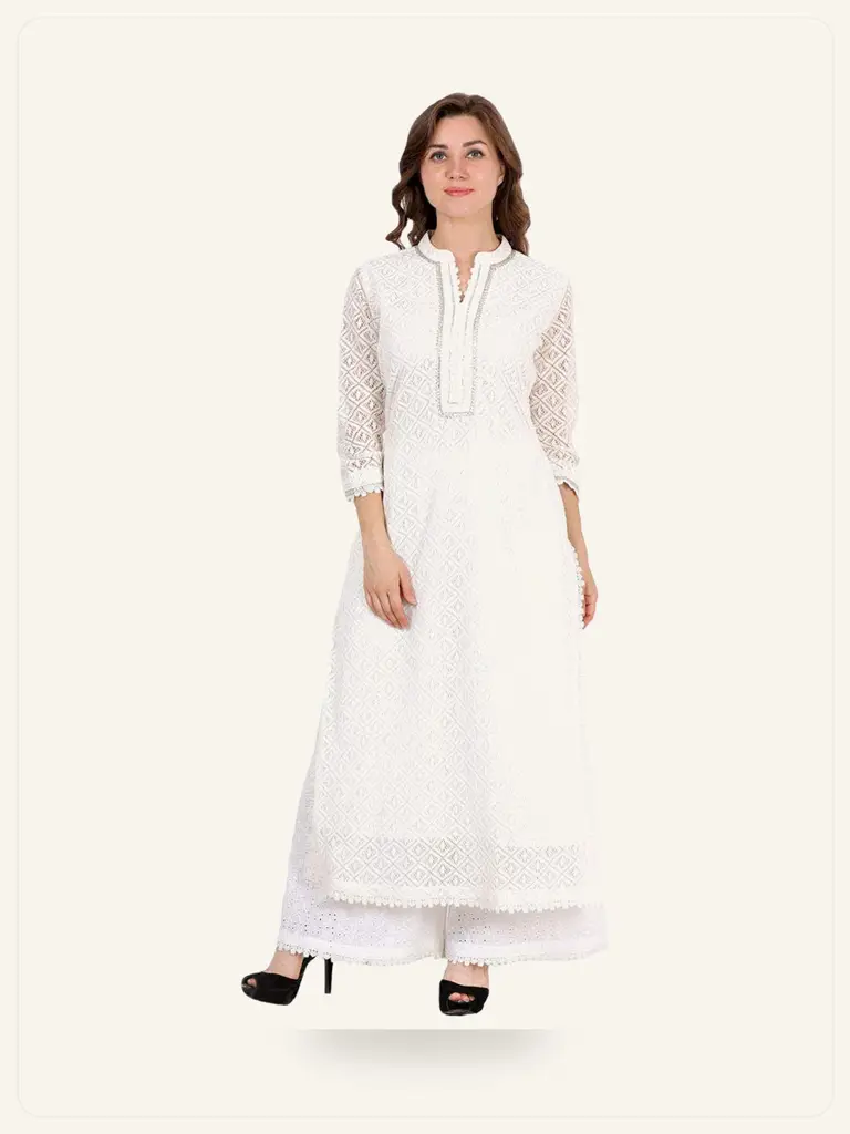 Premium Embroidered Kurta Set - model studio photo