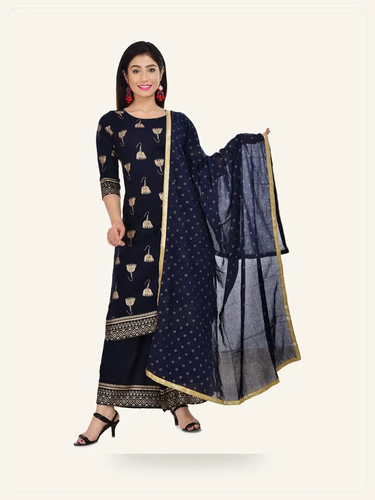 Rayon Printed Kurta Set - model studio photo
