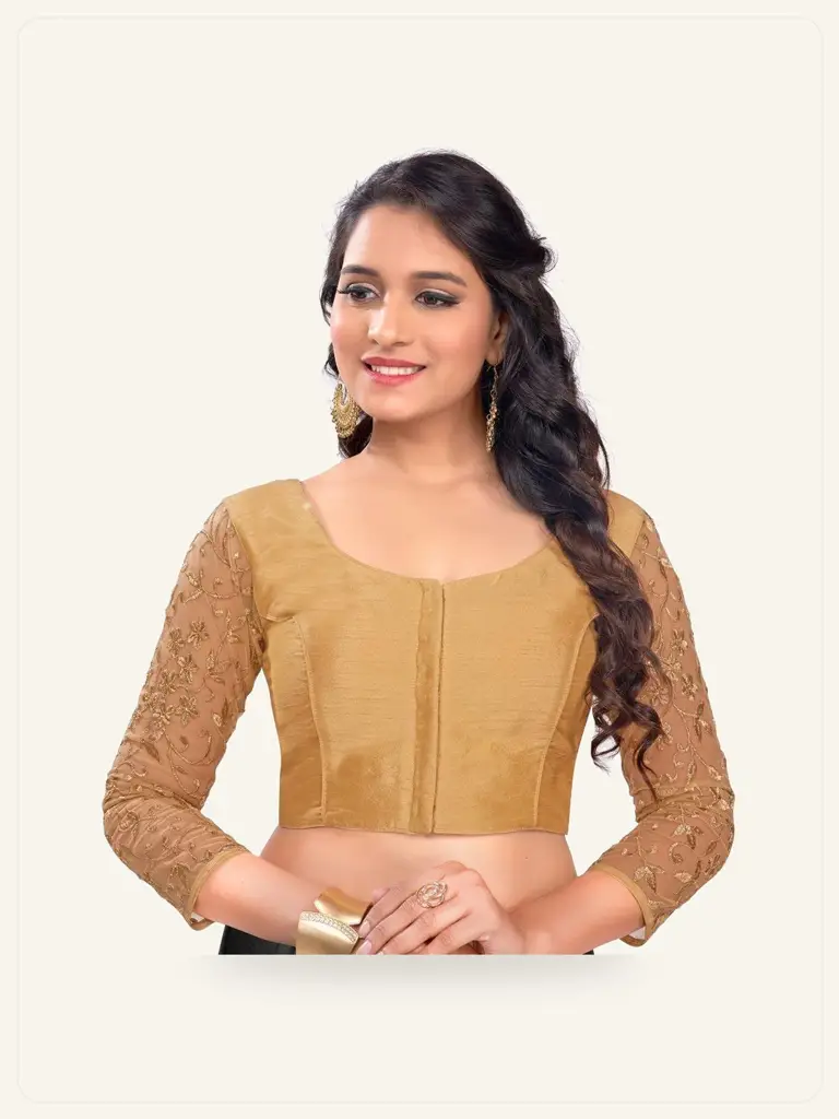 Ready Stitched Silk Blouse - model studio photo