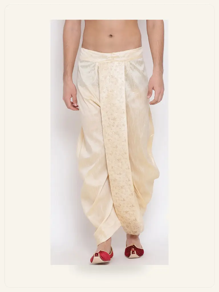 Silk Cape Dhoti Set - model studio photo