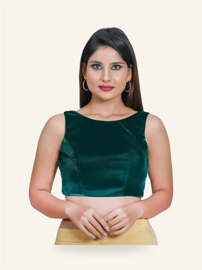 Velvet Embroidered Blouse - model studio photo